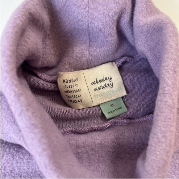 Anthropologie Saturday/Sunday Brushed Fleece Turtleneck Lilac XS - Picture 4 of 6